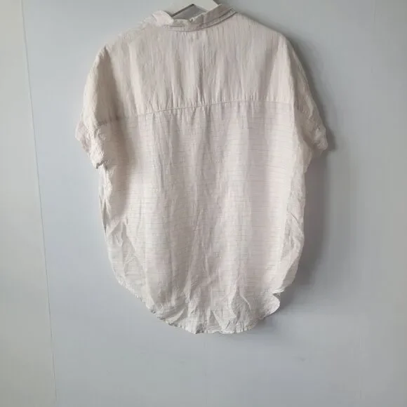 Cynthia Rowley womens 100% Linen Button up Blouse size S Striped boy fit - Picture 2 of 8